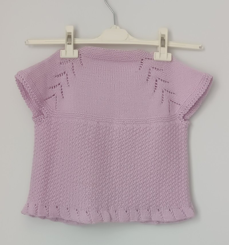 Kız Çocuk Lila El Örgüsü Kolsuz Hırka - Görsel 3