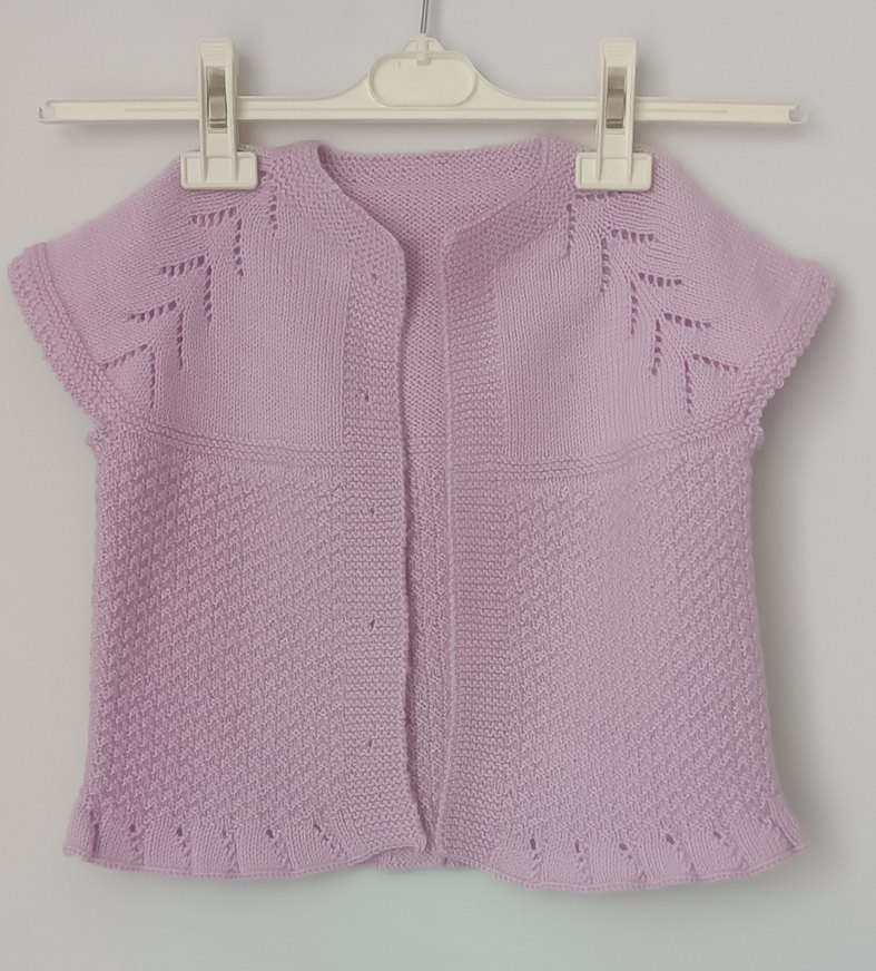 Kız Çocuk Lila El Örgüsü Kolsuz Hırka - Görsel 2