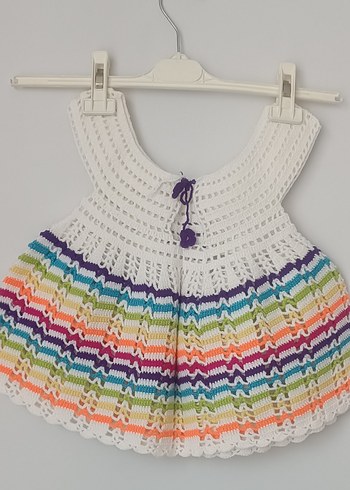 3 Yaş Renkli Örgü Kız Çocuk Elbise - Görsel 3