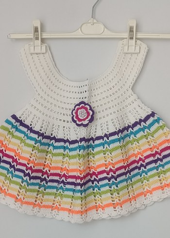 3 Yaş Renkli Örgü Kız Çocuk Elbise - Görsel 2