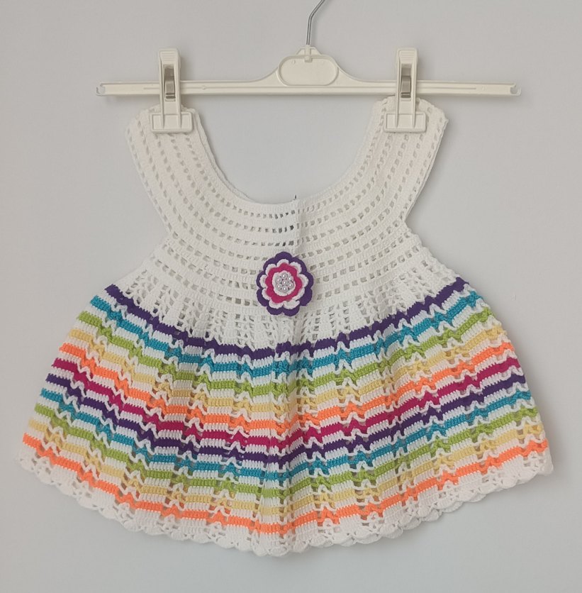 3 Yaş Renkli Örgü Kız Çocuk Elbise - Görsel 2