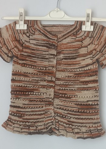 Çocuk Bohem El örgüsü Kısa Kollu Hırka - Görsel 2