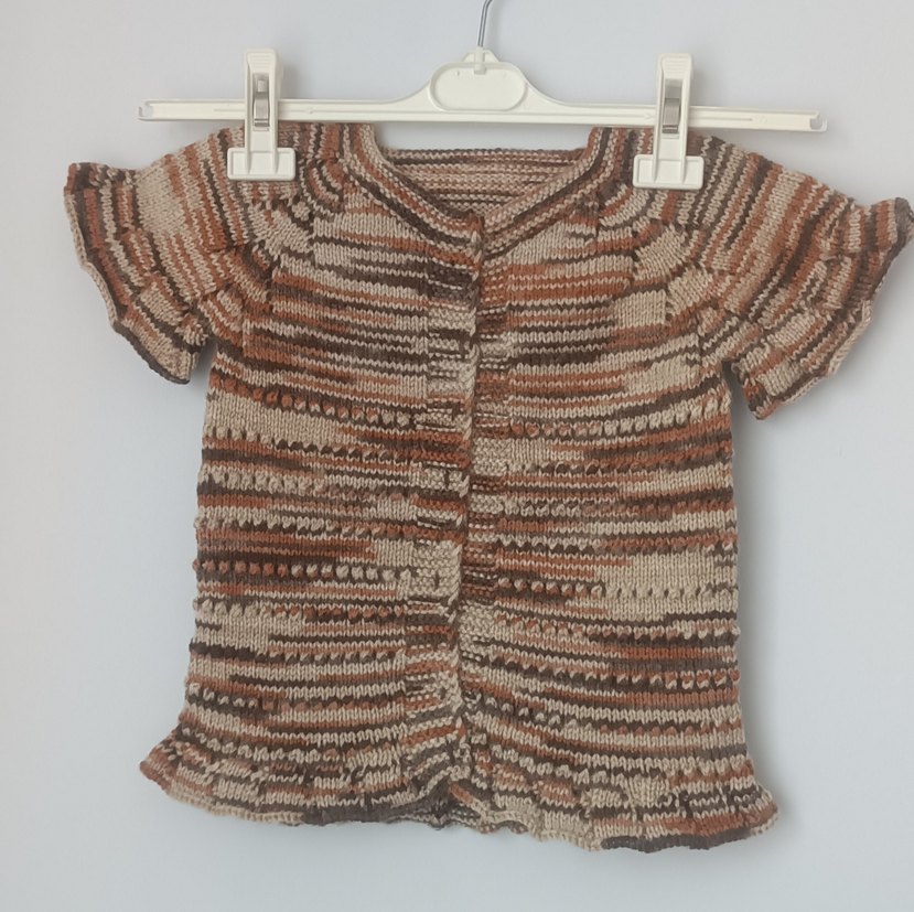 Çocuk Bohem El örgüsü Kısa Kollu Hırka - Görsel 2