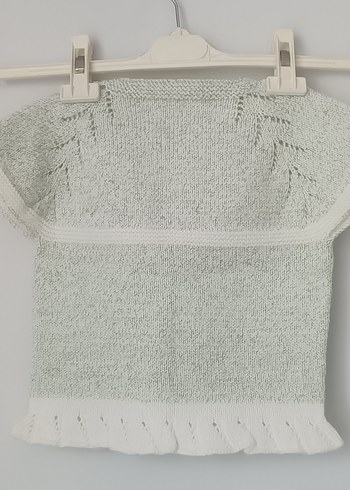 Yeşil Simli El Örgüsü Kolsuz Hırka - Görsel 3