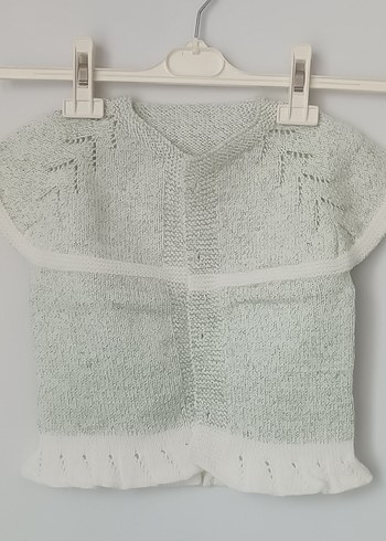 Yeşil Simli El Örgüsü Kolsuz Hırka - Görsel 2