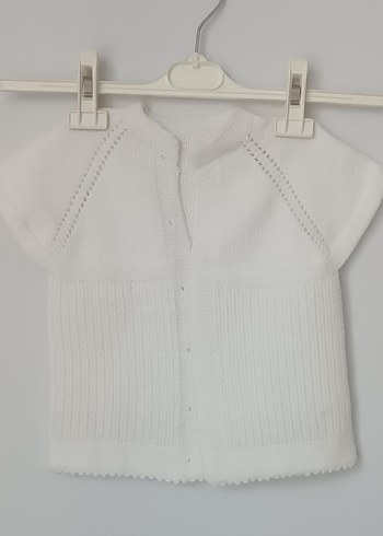 Kız Çocuk Beyaz El Örgüsü Kısa Kolu Hırka - Görsel 3