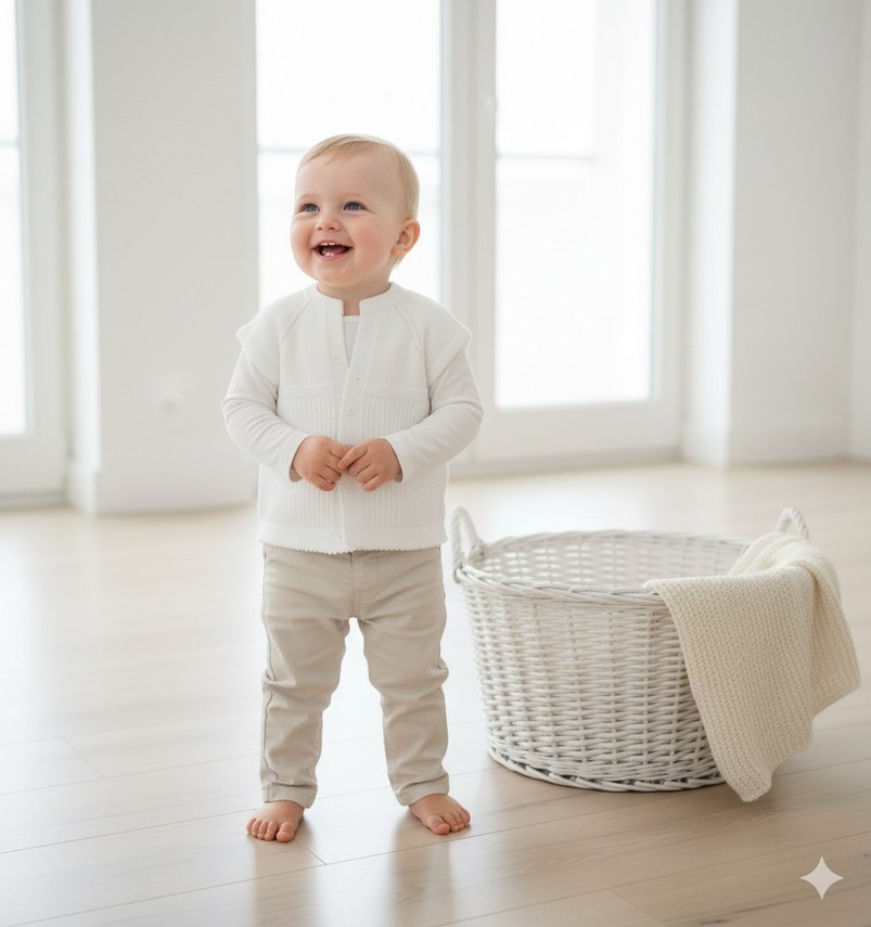 Kız Çocuk Beyaz El Örgüsü Kısa Kolu Hırka - Görsel 2