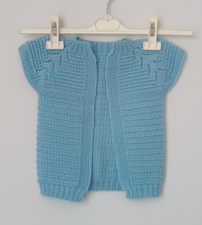 Mavi Erkek Çocuk El Örgüsü Kolsuz Hırka - Görsel 2