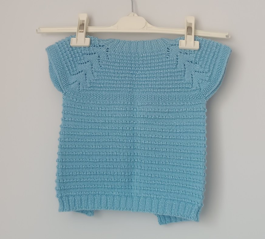 Mavi Erkek Çocuk El Örgüsü Kolsuz Hırka - Görsel 3