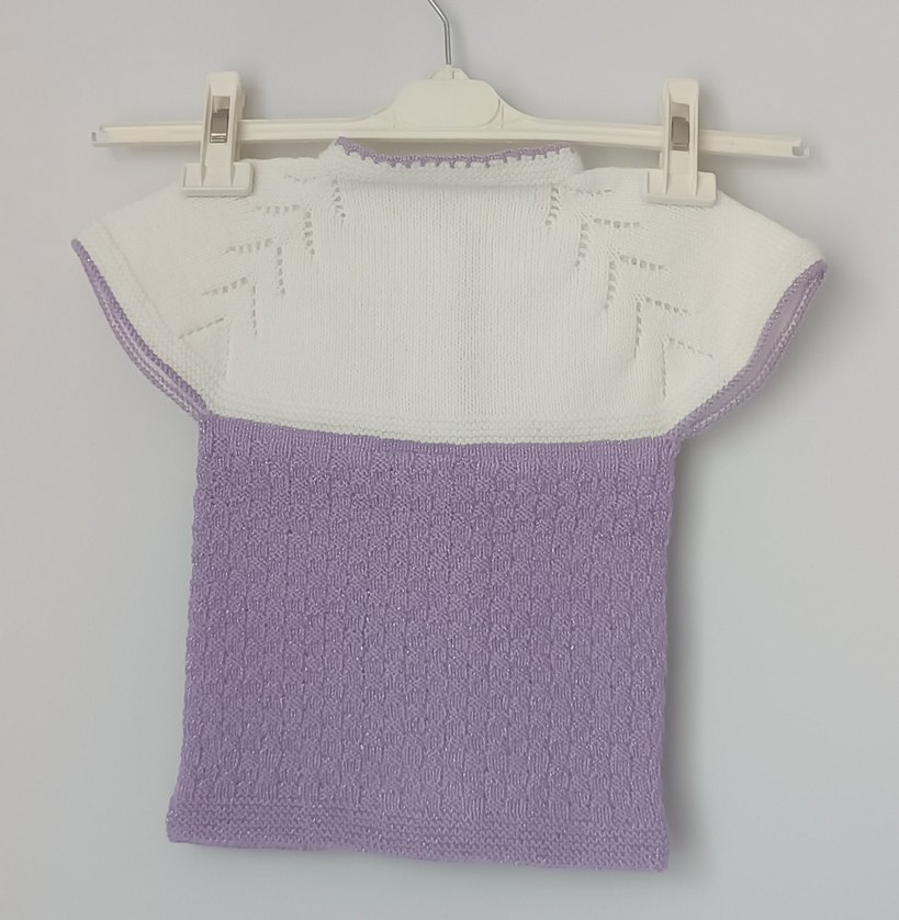 Kız Çocuk Lila Beyaz Kolsuz Örgü Hırka - Görsel 3