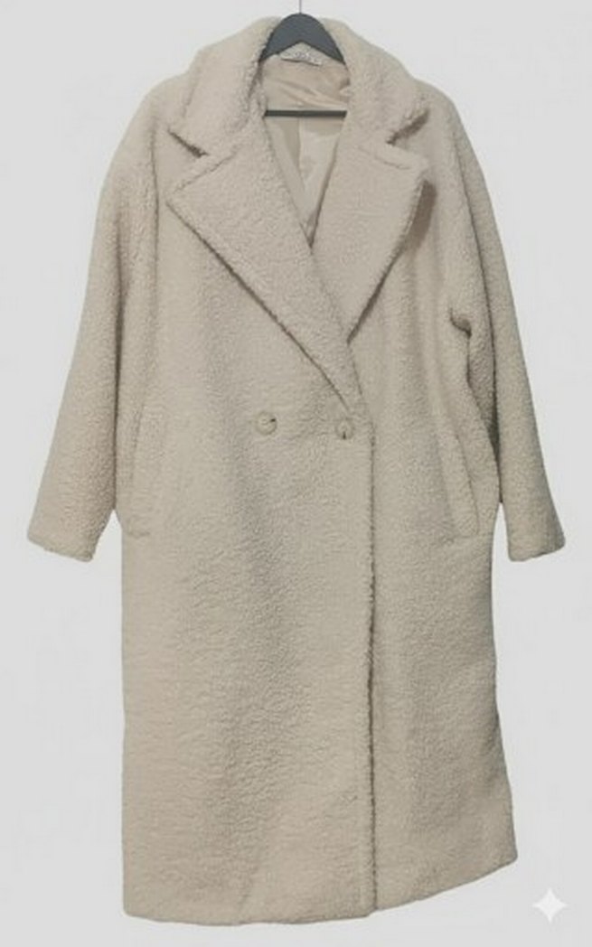 Krem Peluş Kadın Kaban - Görsel 2