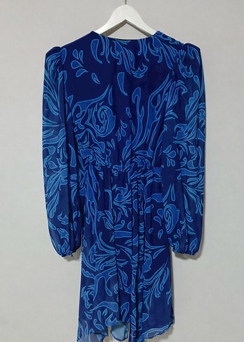 Parlament Mavisi Desenli Elbise - Görsel 3