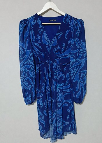 Parlament Mavisi Desenli Elbise - Görsel 2