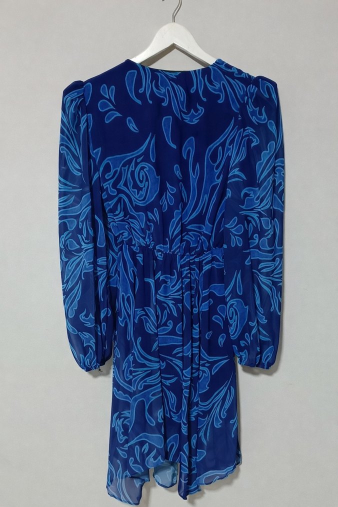 Parlament Mavisi Desenli Elbise - Görsel 3