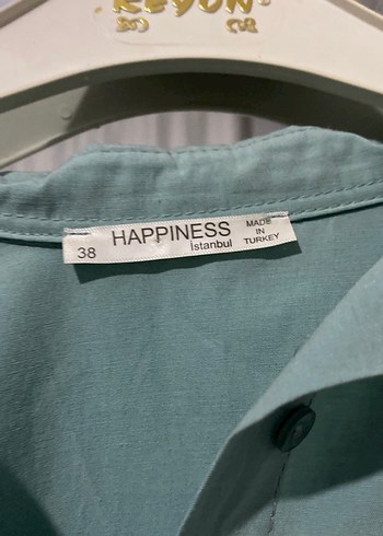 Düğmeli, Uzun Kollu, Bej Keten Gömlek - Görsel 2