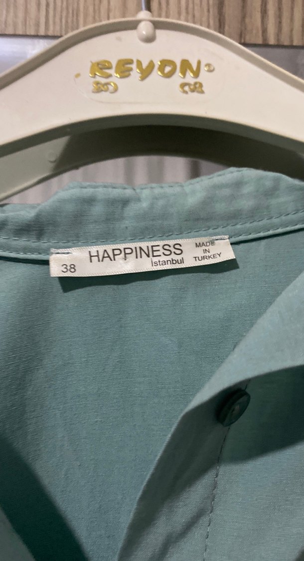 Düğmeli, Uzun Kollu, Bej Keten Gömlek - Görsel 2