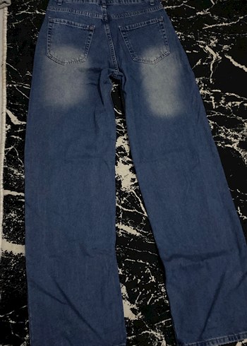 Lacivert Bol Kesim Midi Kadın Kot Pantolon - Görsel 2