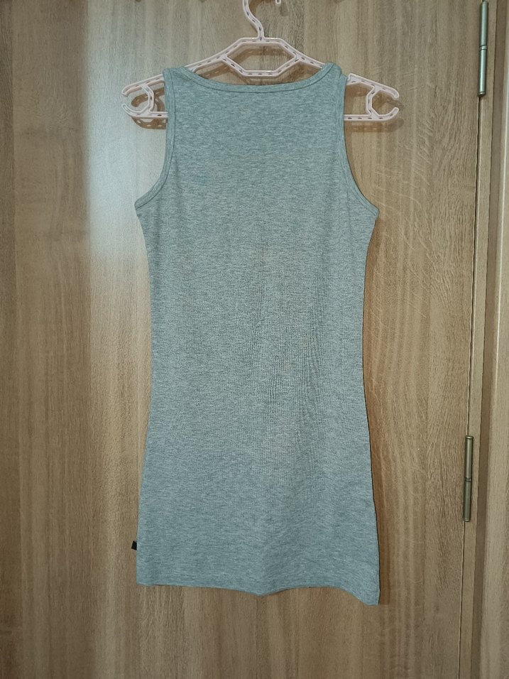 Düğmeli Gri Pamuklu Kadın Atlet - Görsel 2