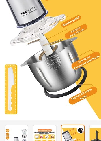 Tigre Cook 3 Hazneli Çok Fonksiyonlu Doğrayıcı - Görsel 5