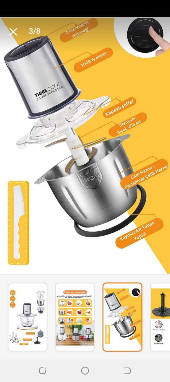 Tigre Cook 3 Hazneli Çok Fonksiyonlu Doğrayıcı - Görsel 5