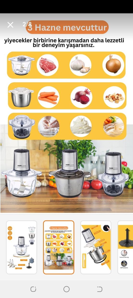 Tigre Cook 3 Hazneli Çok Fonksiyonlu Doğrayıcı - Görsel 2