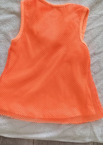 Turuncu Kız Çocuk Fırfırlı Kolsuz Yelek - Görsel 2