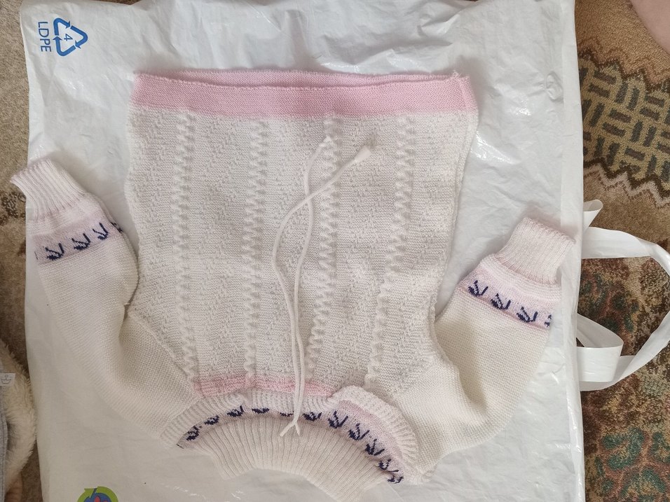 Nakışlı Beyaz Vintage Kız Örgü Hırka - Görsel 3