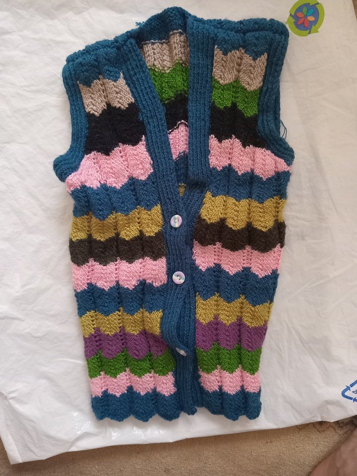 Renkli Desenli Kız Triko Hırka - Görsel 2