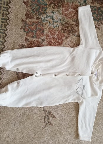 Bebek Beyaz Uzun Kollu Triko Tulum - Görsel 2