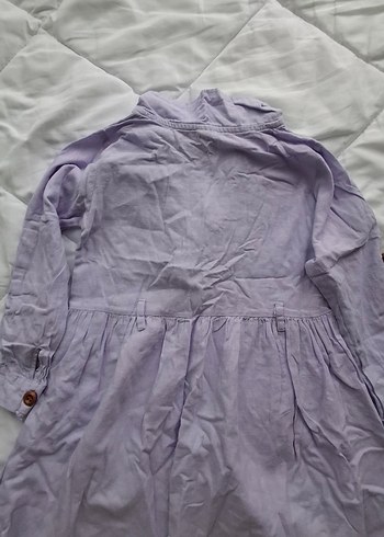 Lila Keten Düğmeli Uzun Kollu Kız Elbisesi - Görsel 3