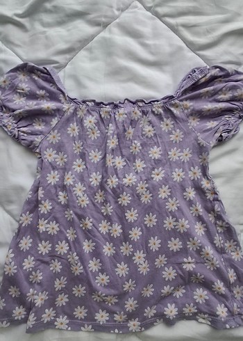 Bohem Çiçek Desenli Omuzları Açık Kız Bluzu - Görsel 2