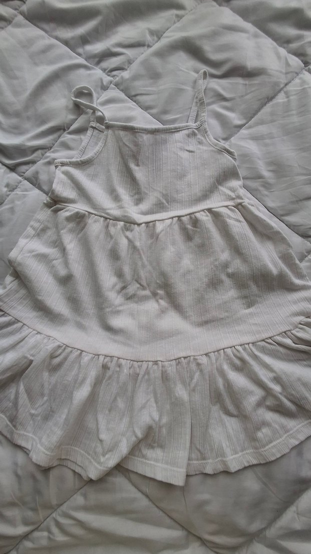 Nakışlı Kız Çocuk Beyaz Elbise - Görsel 5