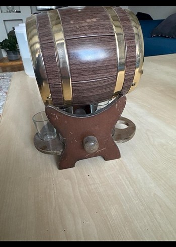 Parlak Kahverengi Varil şaraplık - Görsel 4