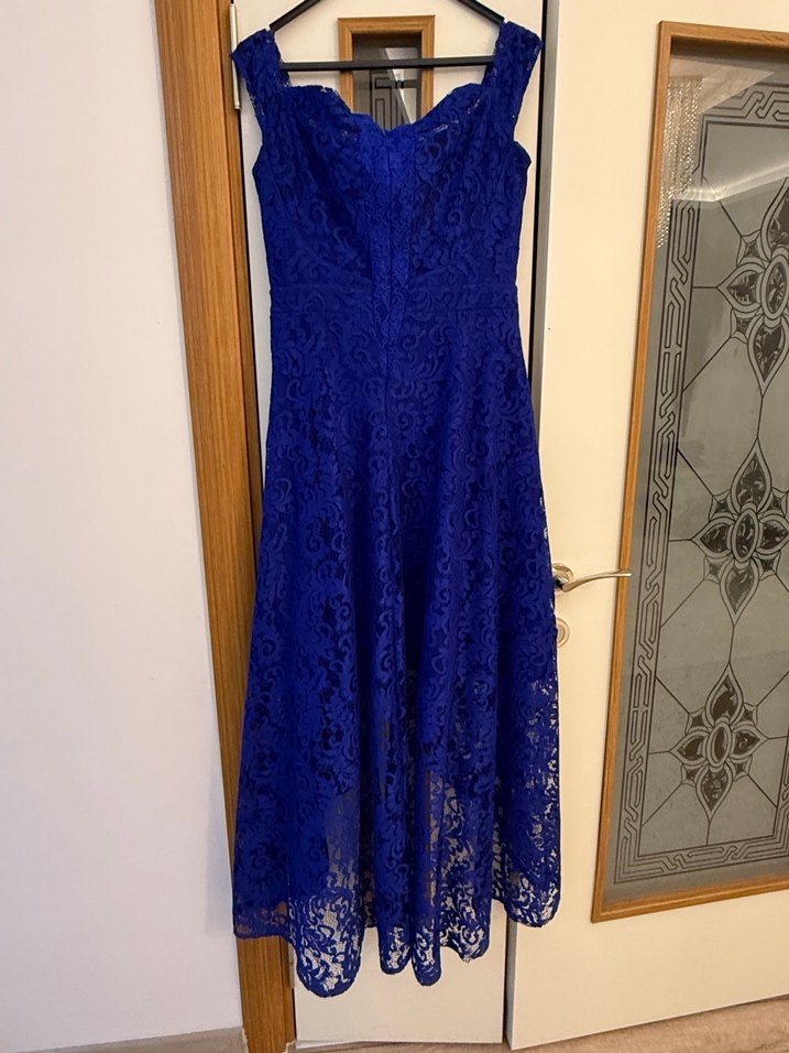 Dantel Detaylı Lacivert Midi Abiye Elbise - Görsel 2