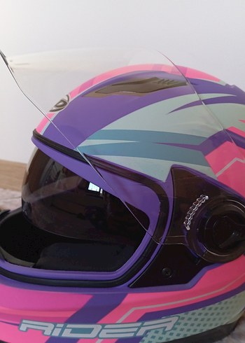 bayan Renkli Baskılı Pembe  Kask - Görsel 5