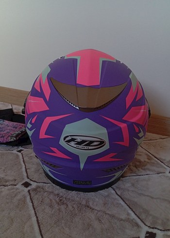 bayan Renkli Baskılı Pembe  Kask - Görsel 2