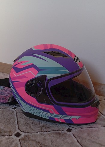 bayan Renkli Baskılı Pembe  Kask - Görsel 3