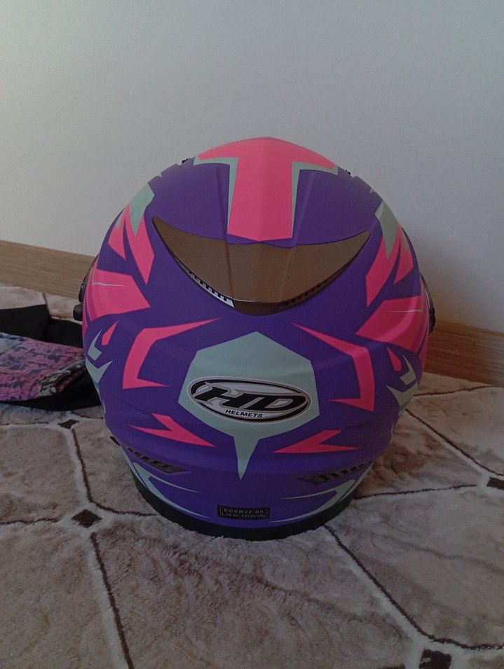 bayan Renkli Baskılı Pembe  Kask - Görsel 2