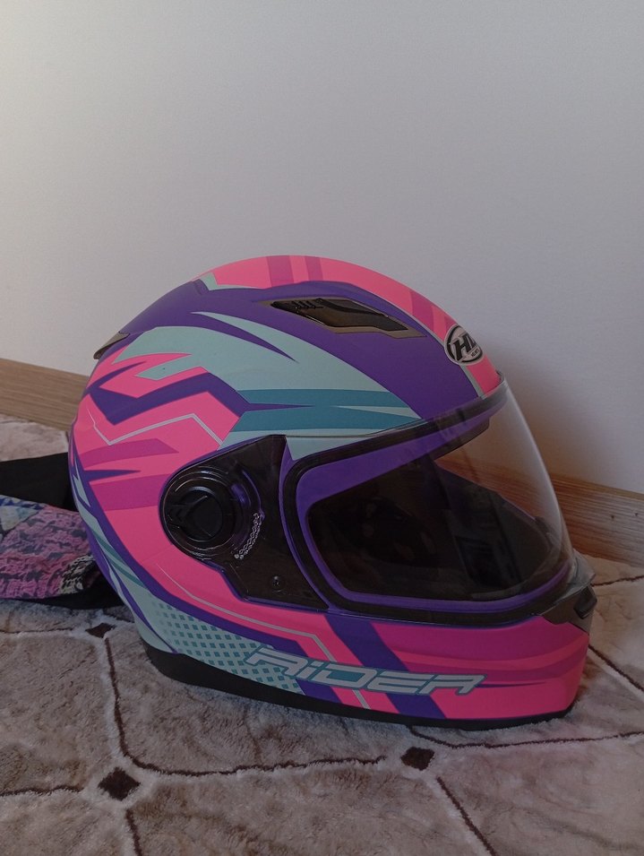 bayan Renkli Baskılı Pembe  Kask - Görsel 3