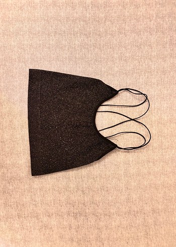 Siyah Mini Parlak Streetwear Bralet