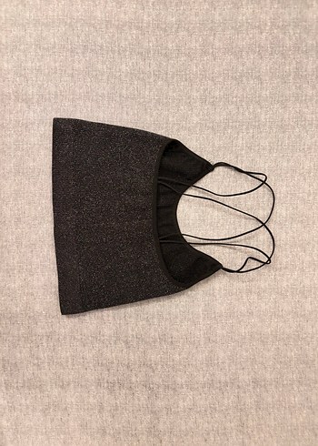 Diğer Siyah Mini Parlak Streetwear Bralet