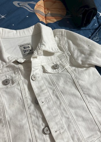 Çocuk Beyaz Denim Düğmeli Ceket - Görsel 5