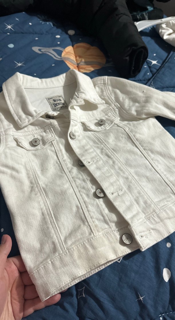 Çocuk Beyaz Denim Düğmeli Ceket - Görsel 4