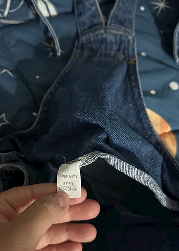 4 Yaş Beden Erkek Çocuk Koyu Mavi Denim Askılı Tulum
