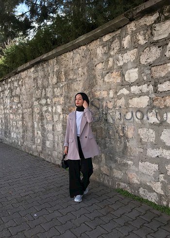Gri Uzun Kol Etkili Kadın Blazer Ceket