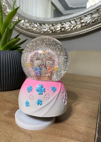 Pembe Renkli müzikli kar küresi - Görsel 3