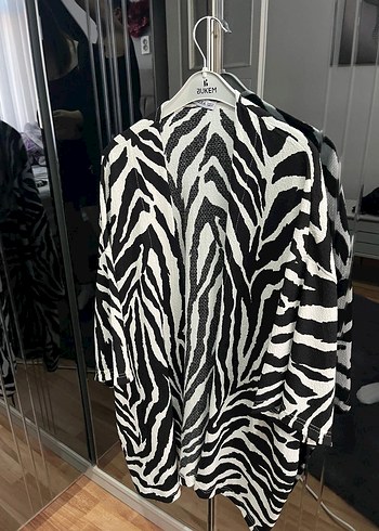 Zebra desenli kimono pantolon takım