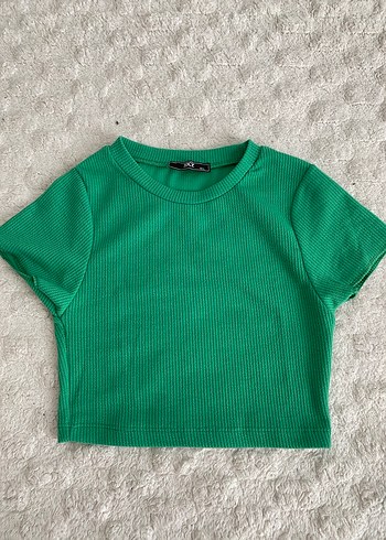Yeşil Kısa Kollu Crop Top