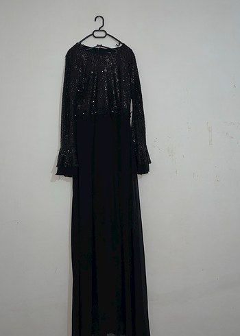 Abiye Uzun Kollu Siyah Gotik Abiye Elbise