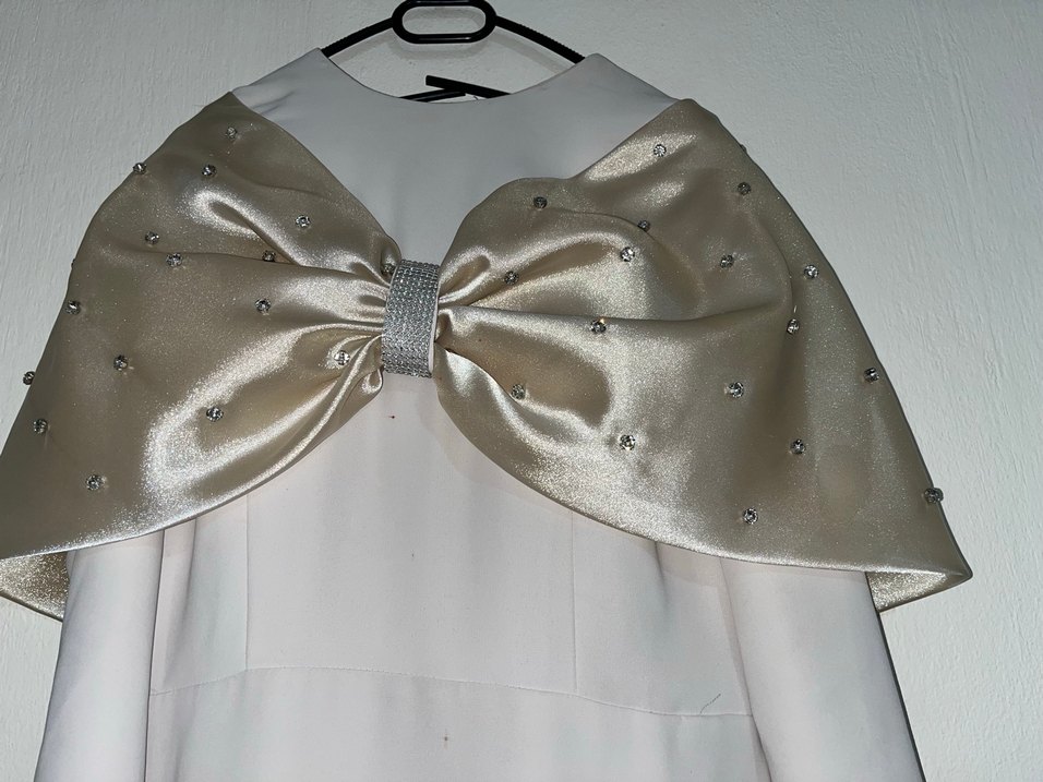 Beyaz Uzun Drapeli Kadın Gelinlik.  Nikahlık nişanlık   Düğünlük - Görsel 5